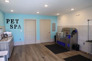Indoor pet spa and outdoor bark park